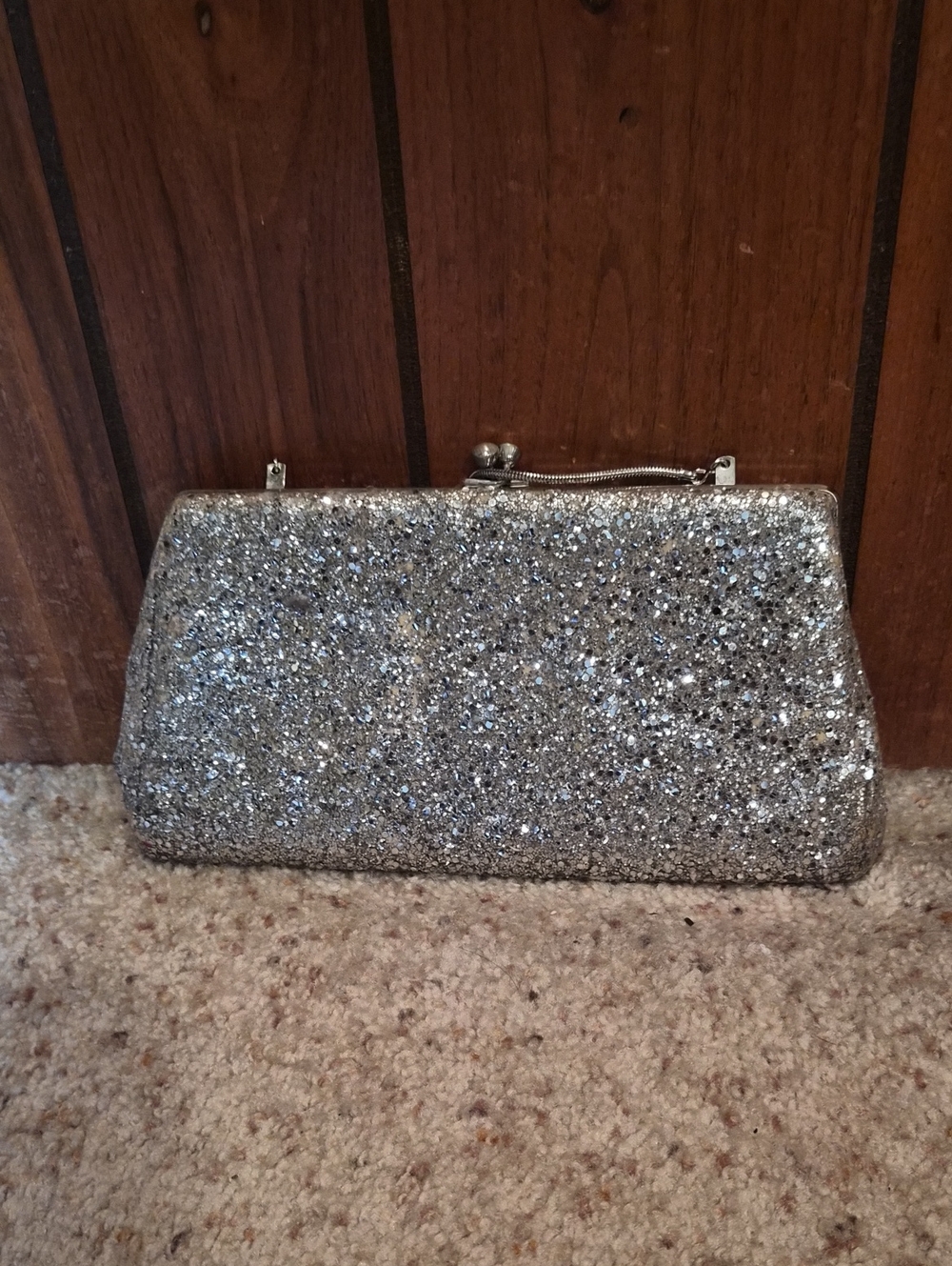 Vintage 1960s Silver Glitter Evening Clutch